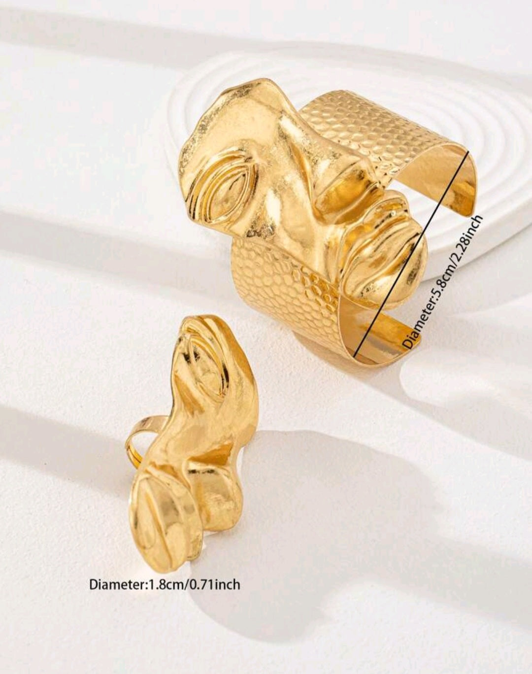Modern Abstract Face Bracelet and Ring Set