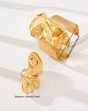 Modern Abstract Face Bracelet and Ring Set