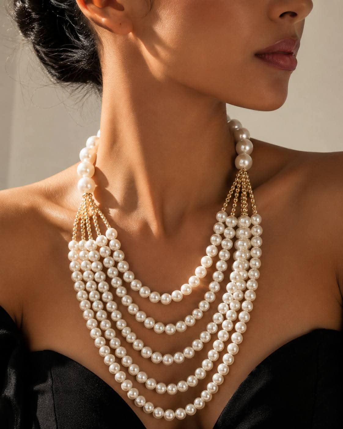 Multi-Layer Pearl Statement Necklace