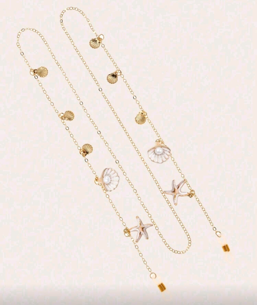 Tropiscape 1pc Fashionable Starfish And Shell Decorative Glasses Chain, Women's Ocean Style Metal Sunglasses Chain, Women's Glasses Anti Slip Chains, Suitable As Tourism And Vacation Sunglasses Decoration Chain Glasses Accessories For Women Vacay Vibes Va