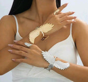 2pcs/Set Phoenix Charm Exaggerated Personalized Cuff Bracelet & Ring Set, European & American Style