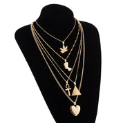 ACEDRE Boho Layered Pendant Necklace Gold Egyptian Heart Necklaces African Costume Chain Jewelry for Women