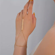 Olbye Finger Ring Bracelet Gold Slave Bracelet Hand Chain Ring Link Bracelet Everyday Jewelry for Women
