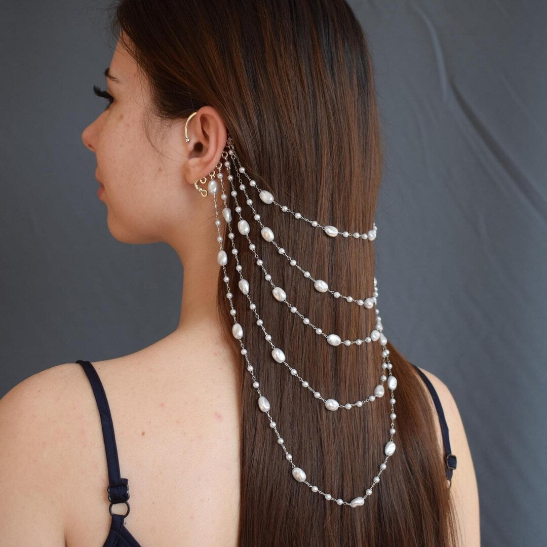 Pearl necklace and earrings