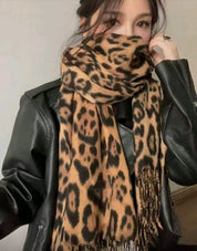 1pc Imitation Cashmere Thick Tassel Leopard Print Scarf, Fashionable Printed Warm Scarf, Windproof Autumn And Winter Shawl,Suitable For Daily Use In Autumn And Winter For Both Men And Women Women Winter Scarves For Dress