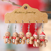Handmade Gingerbread Man Earrings: Polymer Clay Christmas Jewelry