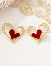   1 Pair Minimalist Stylish Hollow Leopard Print Heart Design Stud Earrings, Versatile For Dates, Gatherings, Parties, Gift