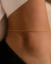 2 Pieces/Set Gold Stainless Steel Electroplated 18K Flat Chain Anklet Set