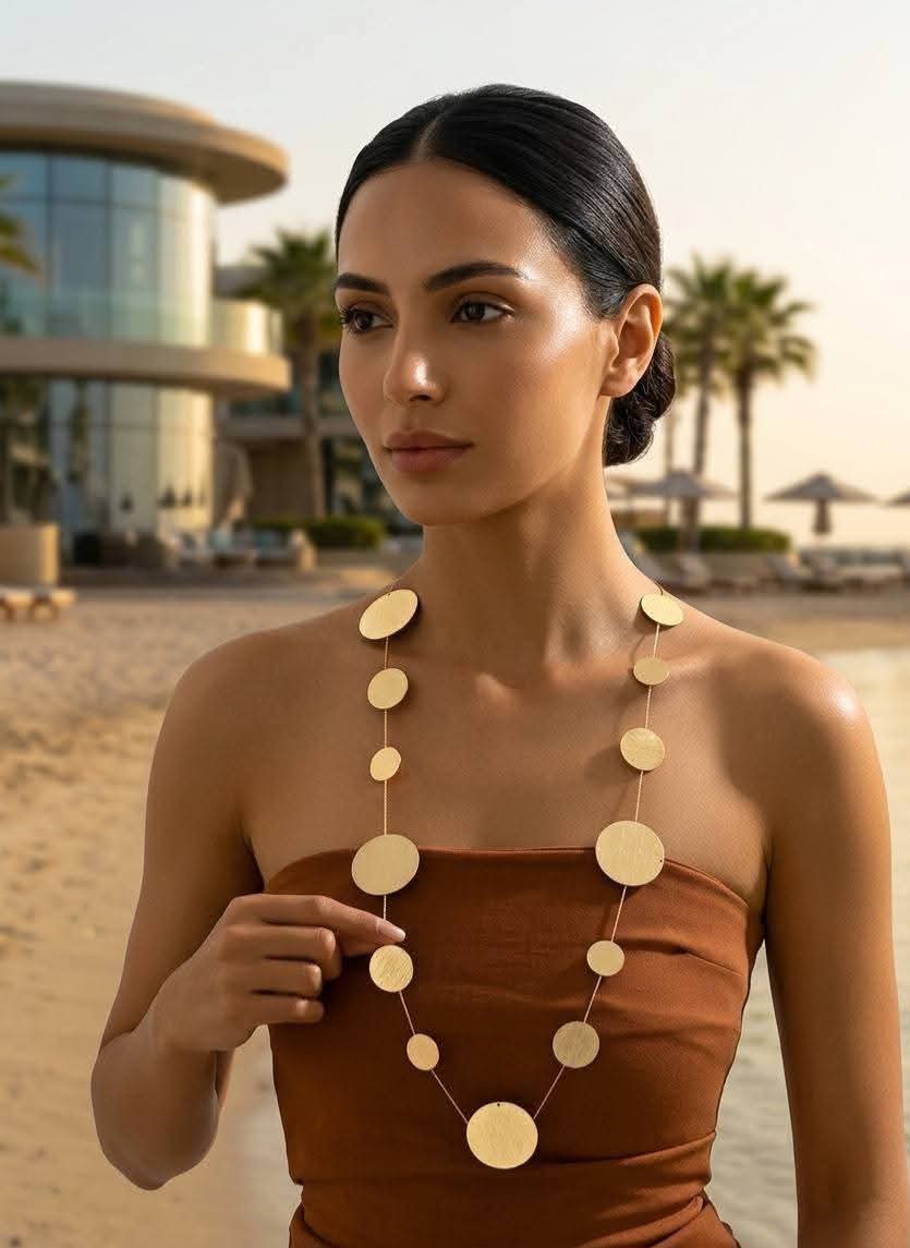 Minimalist Multi-Size Disc Long Station Necklace