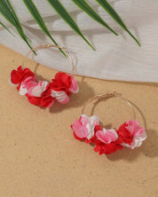 1 Pair Summer Vacation Style Handmade Fashion Elegant Simulated Fabric Floral Ball Alloy Earrings, Suitable For Ladies' Daily Wear, Balls, Parties And Music Festivals