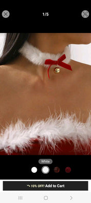 1pc Christmas Cute & Elegant Lamb Wool Bow Choker Fluffy Neck Decoration, Women Luxury Necklace Valentines