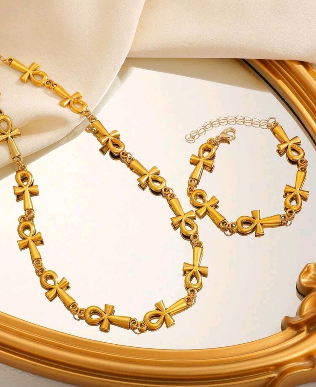 Ankh Jewelry Set – Bracelet & Necklace