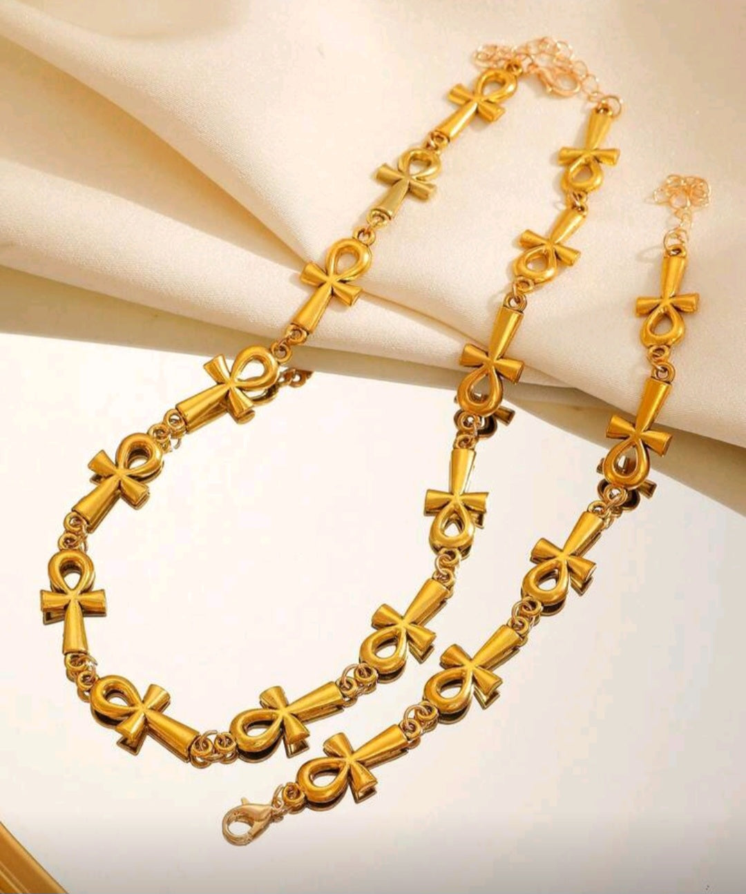 Ankh Jewelry Set – Bracelet & Necklace