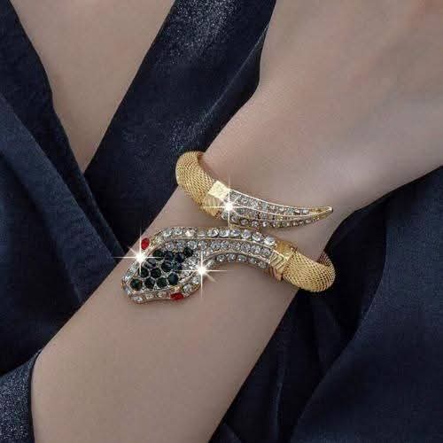 Luxury Crystal Snake Bracelet – Gold Plated Statement Bangle