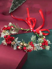 1pc Fashion Party Christmas Artificial Flower Leaf Floral Wreath Headband, Suitable For Holidays, Great Gift For Girlfriend, Teacher, Hawaiian Outfit For Women, Hair Accessories, Coronas, Tiara, Costume Crown, Wedding