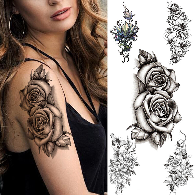 Temporary Floral Tattoos for Women and Girls – Half Sleeve Style, Easy to Apply