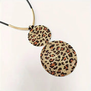 Lightweight Vegan Leather Golden Leopard Cheetah Animal Print Necklace