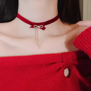 Velvet Bow Choker Necklace for Women – Elegant Gothic Ribbon Collar