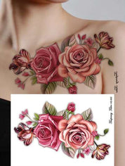 Fake Tattoo, 1 Sheet Flower Pattern Temporary Tattoo for Daily Decoration