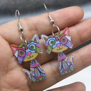 Bonsny Acrylic Cute Cat Earrings for Women and Girls, Large Long Dangle Earrings, Fashion Jewelry, Gifts, New Animal Style Accessories