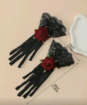 1 Pair Polyester Rose Floral 3D Decor Gloves, Ideal For Evening Dates, Parties, Festivals