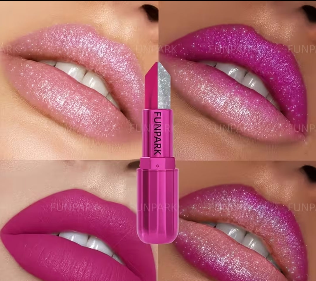 FUNPARK Diamond Shine Lipstick – Long-Lasting Glitter Pink Shades