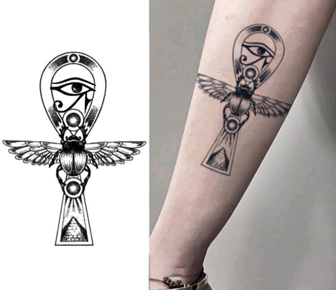 INKARTLINK Ancient Egyptian Element Temporary Tattoos, Realistic Tattoo Appearance, Botanical Tattoos, Waterproof Long-Lasting 1-2 Weeks