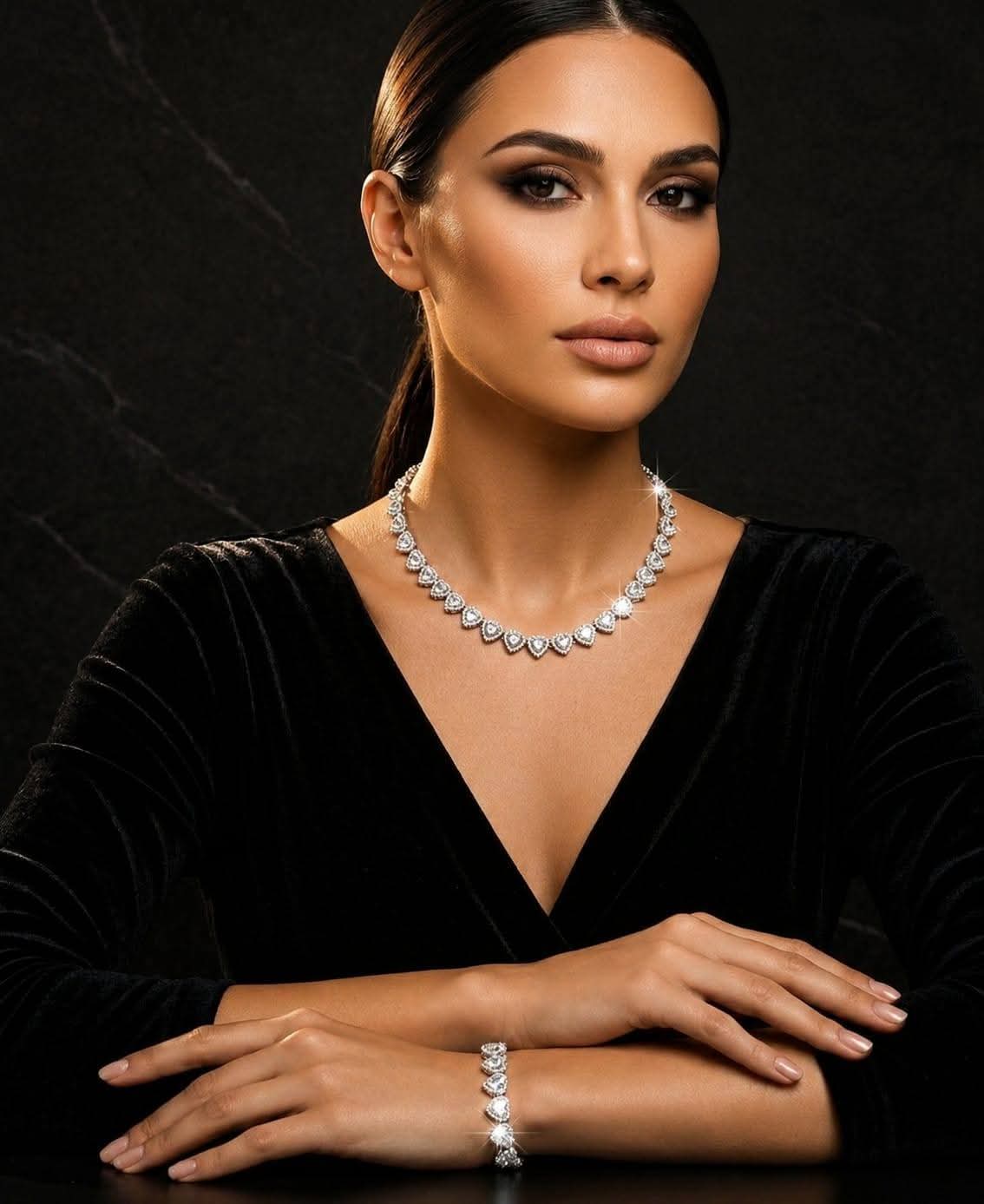 LUXE HEART DIAMOND JEWELRY SET