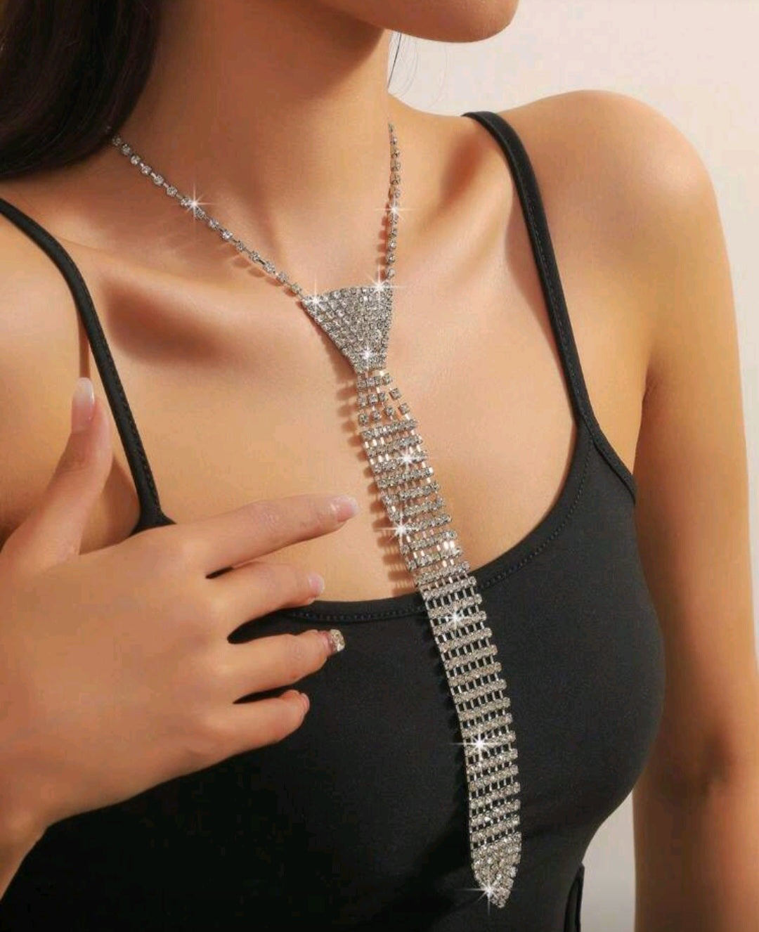 1pc Rhinestone Decorated Arrow Shaped Fashion Tie For Wedding Dress