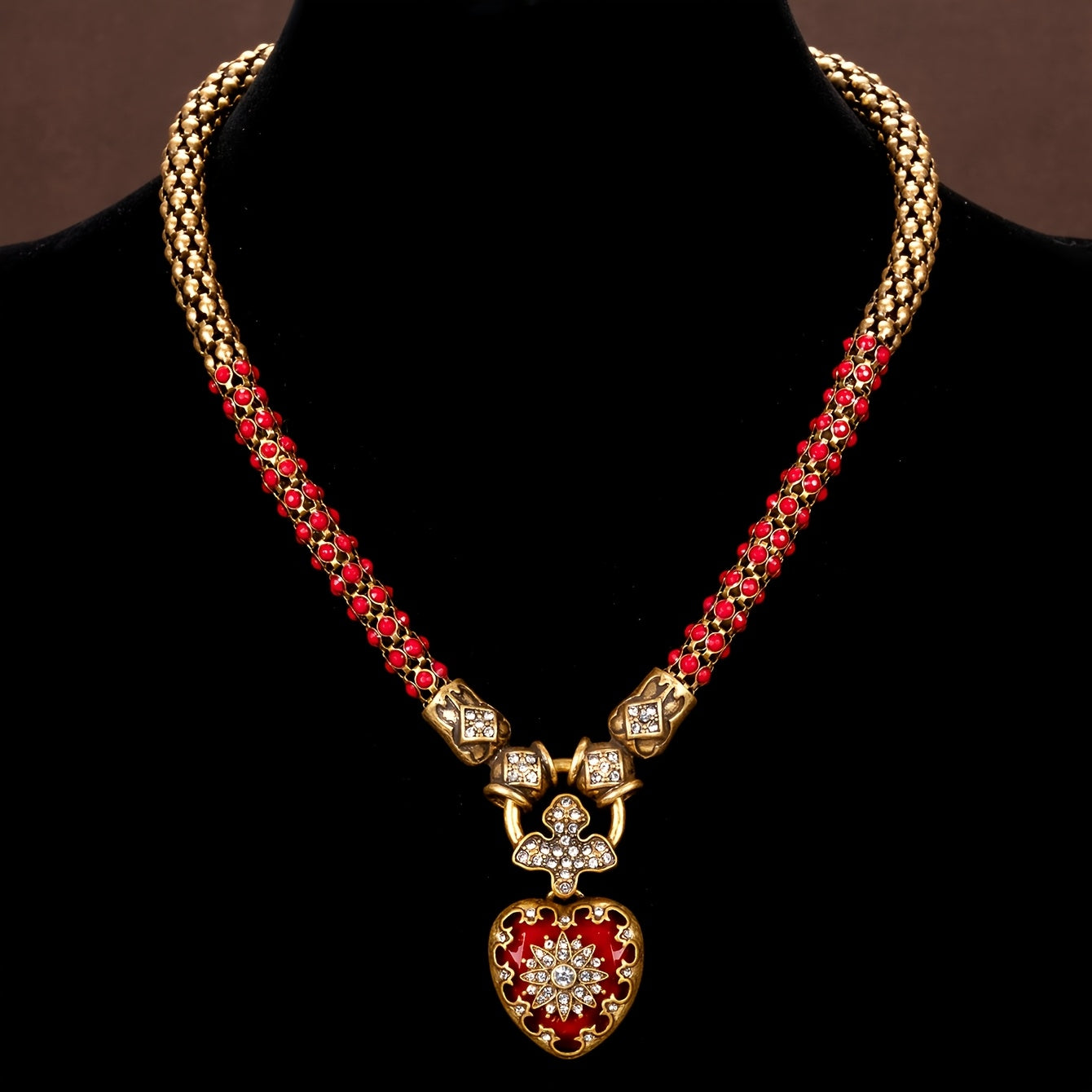 Royal Red & Gold Statement Necklace