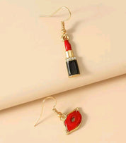 Women Fashion Red Lip Dangle Earrings
