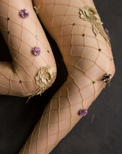 Fishnet Tights with Floral Pattern