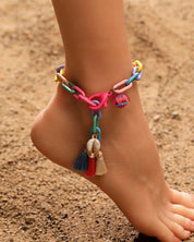 Delicate Ankle Chain with Seashell Accents - Adjustable Beach Foot Jewelry with Tassels for Women