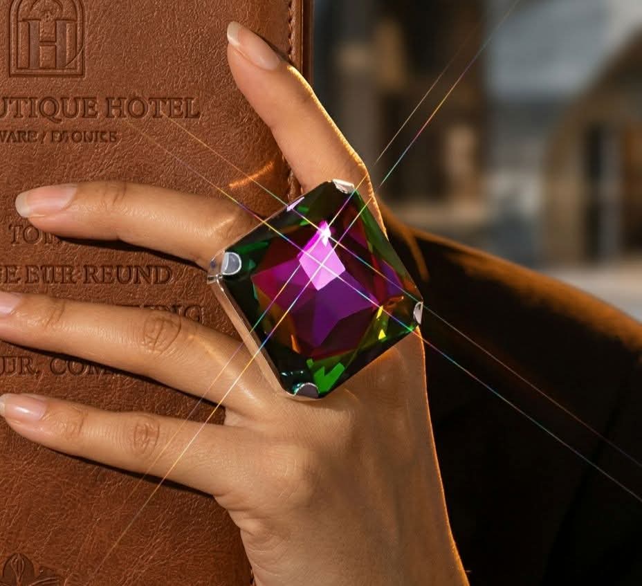 Mystic Radiance: Oversized Geometric Alexandrite Statement Ring