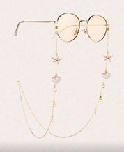 Tropiscape 1pc Fashionable Starfish And Shell Decorative Glasses Chain, Women's Ocean Style Metal Sunglasses Chain, Women's Glasses Anti Slip Chains, Suitable As Tourism And Vacation Sunglasses Decoration Chain Glasses Accessories For Women Vacay Vibes Va