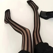 1 Pair Striped Knit Fabric Side Striped Stockings/Pantyhose/Opaque Tights, Suitable For All Seasons, Fall, Halloween, Black Tights, Winter Clothes For Women, Goth, Tights, Plus Size Pants, Fishnet Stockings