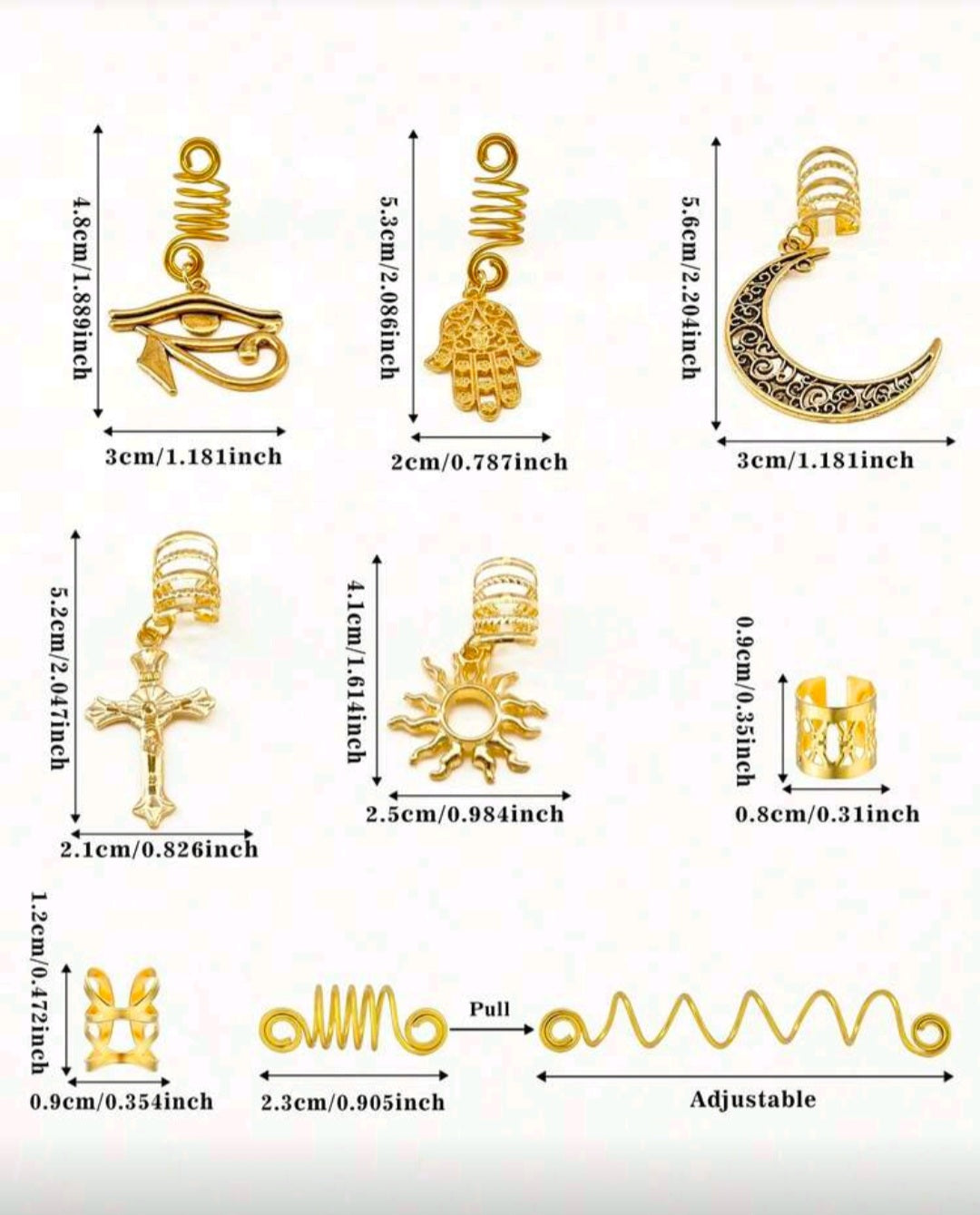 27PCS Gold Hair Jewelry for Braids Loc Jewelry Cross Braid Clips Multi Style Loc Dreadlock Beads Sprial Hair Decoration Metal Hair Cuffs Rings Braid Accessories for Women and Mens