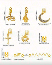 27PCS Gold Hair Jewelry for Braids Loc Jewelry Cross Braid Clips Multi Style Loc Dreadlock Beads Sprial Hair Decoration Metal Hair Cuffs Rings Braid Accessories for Women and Mens