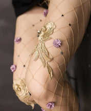 Fishnet Tights with Floral Pattern