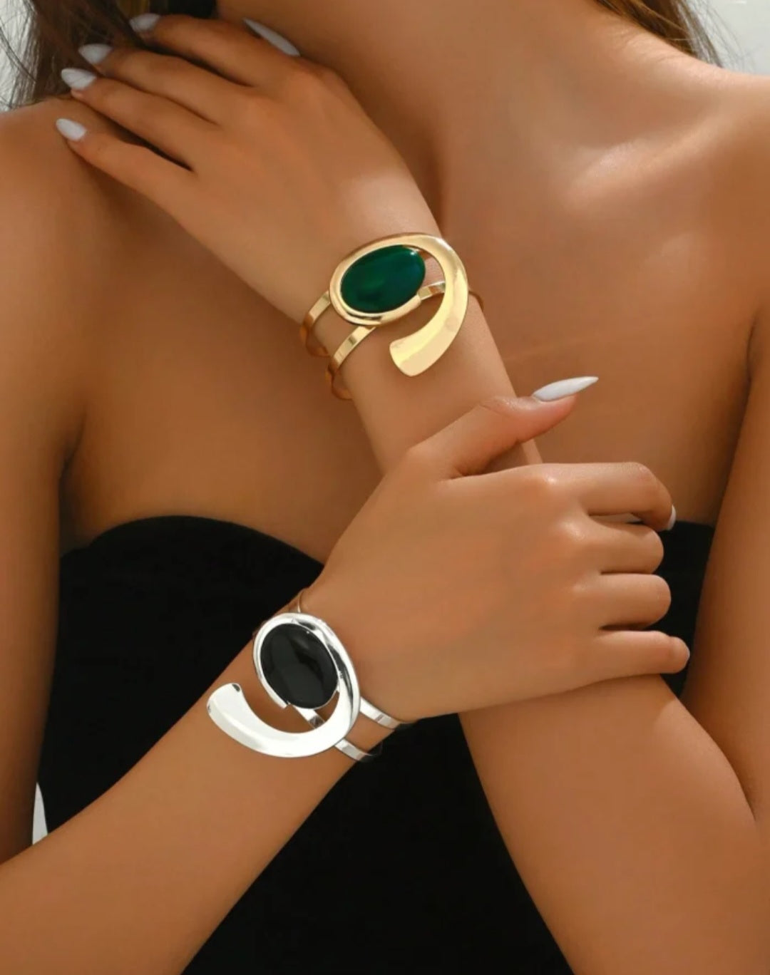 1PC Fashion Exaggerated Design Sense Geometric Metal Style Minimalist Open Bracelet Suitable Silver