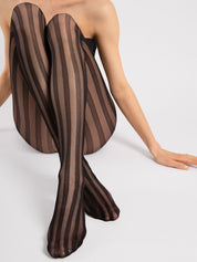 1 Pair Striped Knit Fabric Side Striped Stockings/Pantyhose/Opaque Tights, Suitable For All Seasons, Fall, Halloween, Black Tights, Winter Clothes For Women, Goth, Tights, Plus Size Pants, Fishnet Stockings