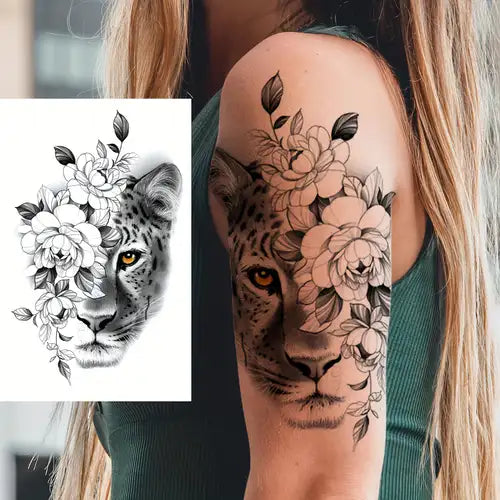 [SteadyINK] Waterproof Tattoo Sticker | Animal Series: Bear, Cat, Fox, Lion, Skull, Tiger, Wolf | Body Art for Makeup, Events, Music Festivals & Parties