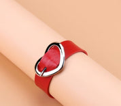 8.5" Leather Heart Red Bracelet Stackable Adjustable Snap