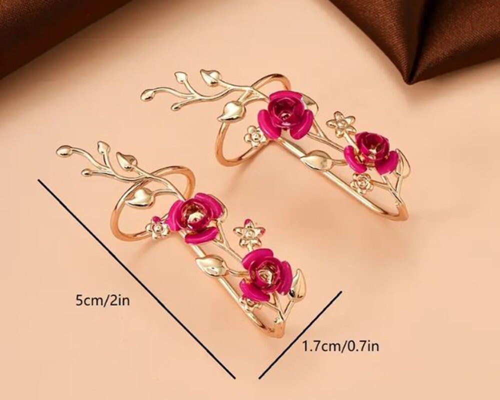 Women’s Floral Nail Rings – Rose Decor Fingertip Accessories