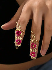 Women’s Floral Nail Rings – Rose Decor Fingertip Accessories