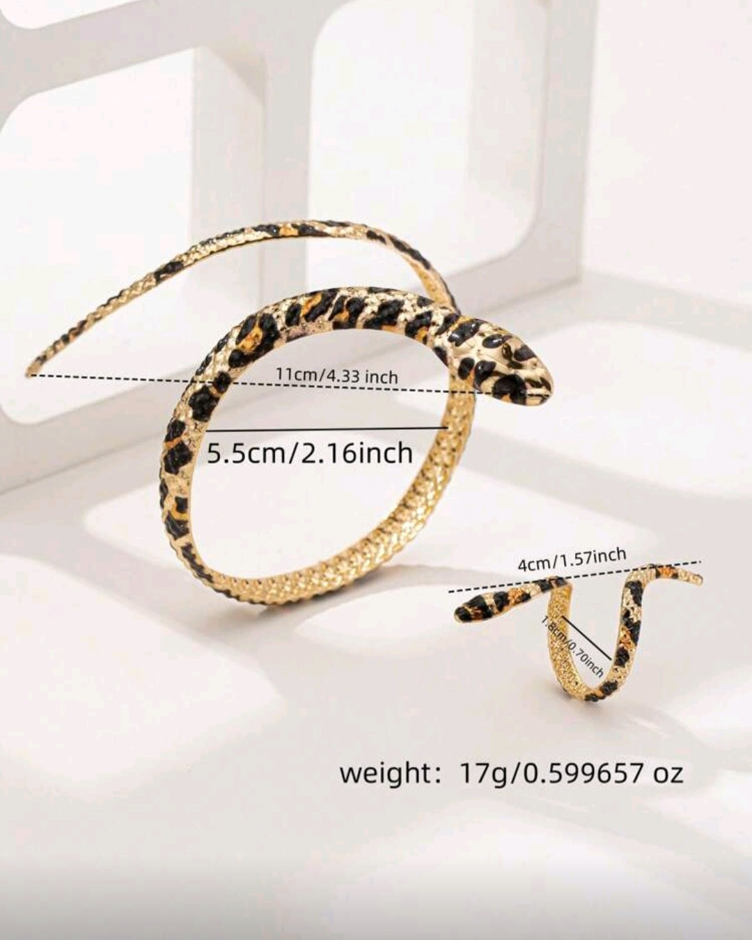 1 Set Fashionable European And American Snake Shape Ring And Bracelet Jewelry Set For Women, Versatile