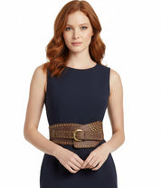 Vintage Faux Leather Rivet Pin Buckle Wide Belt