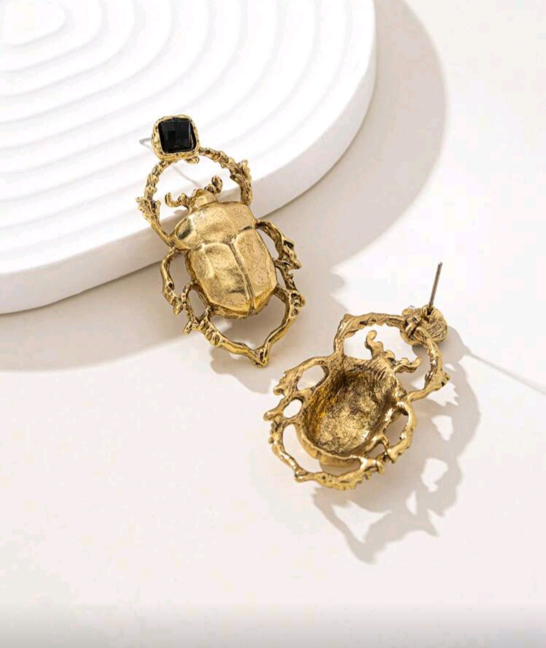 1 Pair Vintage Beetle Design Metal Earrings, Fashion & Versatile