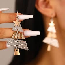 Fashion Christmas Tree Dangle Earrings Cute Classic Zinc Alloy Holiday Gift