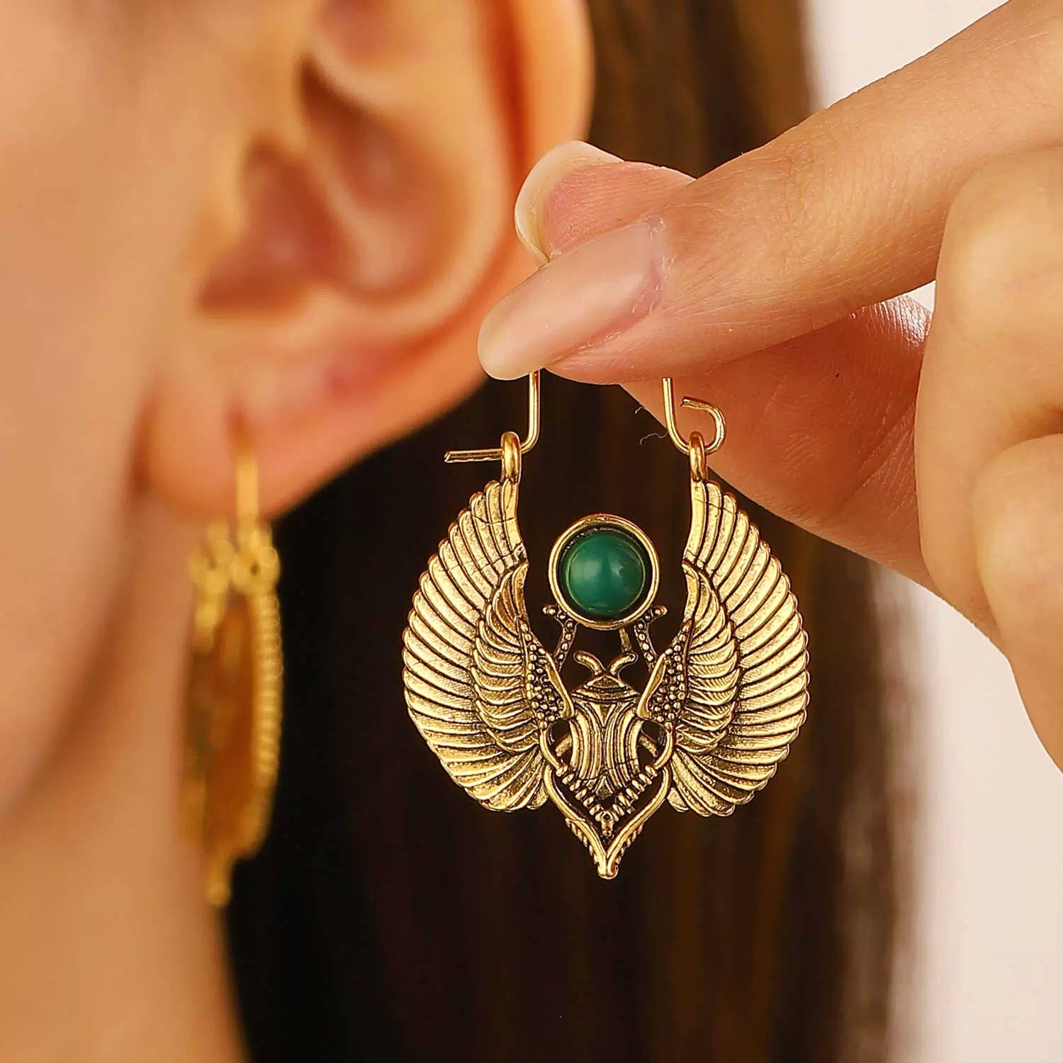 Large Egyptian-Inspired Scarab Earrings – Exquisite Dangle Design for Women and Girls